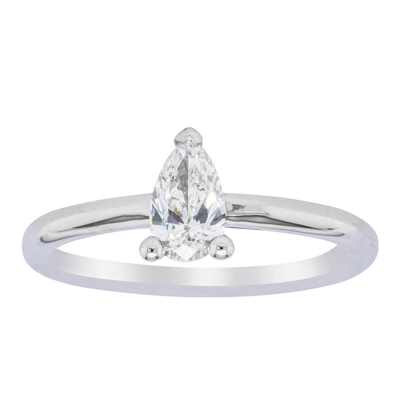 18ct White Gold .40ct Pear Cut Diamond Melba Ring-Ring-Walker & Hall