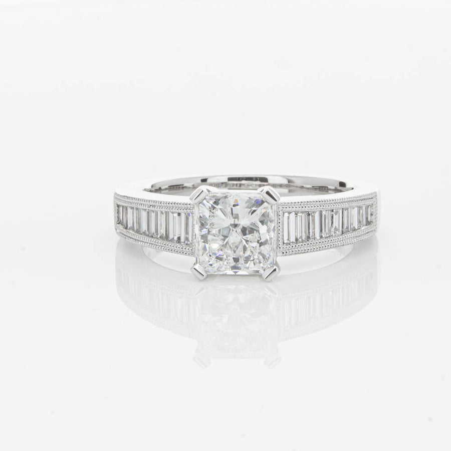 18ct White Gold 1.50ct Radiant Cut Diamond Ring-Ring-Walker & Hall