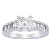 18ct White Gold 1.50ct Radiant Cut Diamond Ring-Ring-Walker & Hall