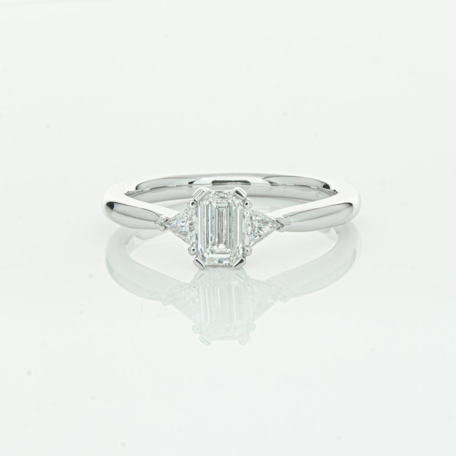 18ct White Gold .50ct Emerald Cut Diamond Ring-Ring-Walker & Hall