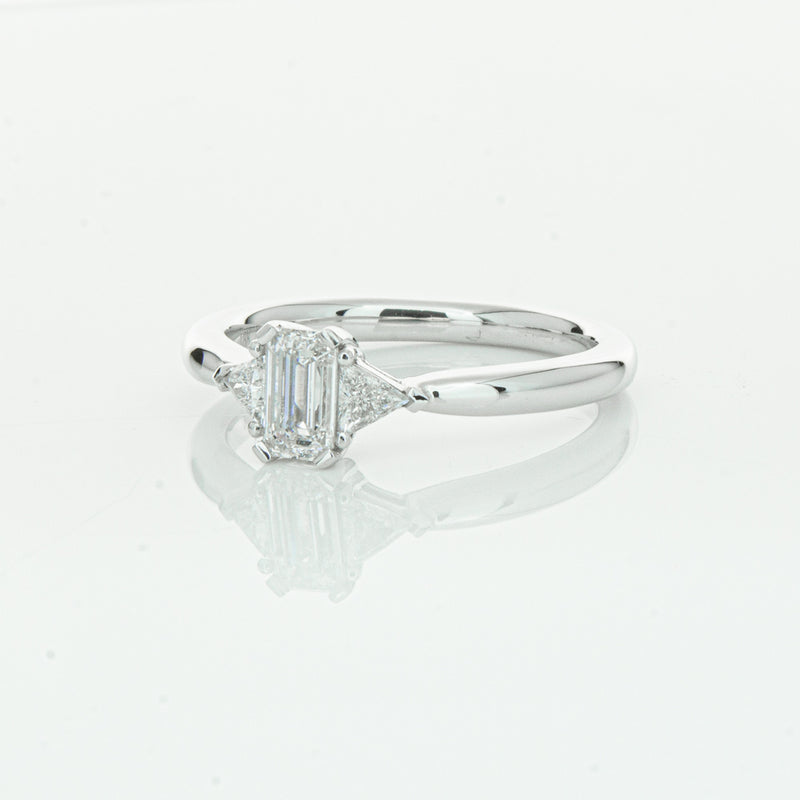 18ct White Gold .50ct Emerald Cut Diamond Ring-Ring-Walker & Hall