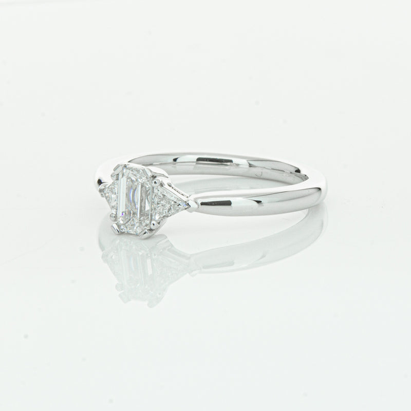 18ct White Gold .50ct Emerald Cut Diamond Ring-Ring-Walker & Hall