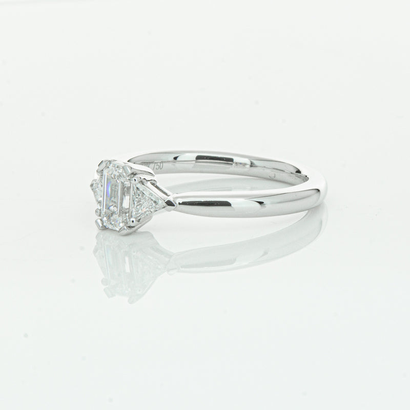 18ct White Gold .50ct Emerald Cut Diamond Ring-Ring-Walker & Hall