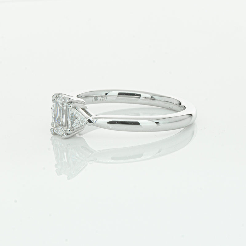 18ct White Gold .50ct Emerald Cut Diamond Ring-Ring-Walker & Hall