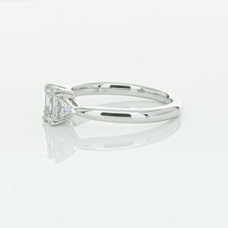 18ct White Gold .50ct Emerald Cut Diamond Ring-Ring-Walker & Hall