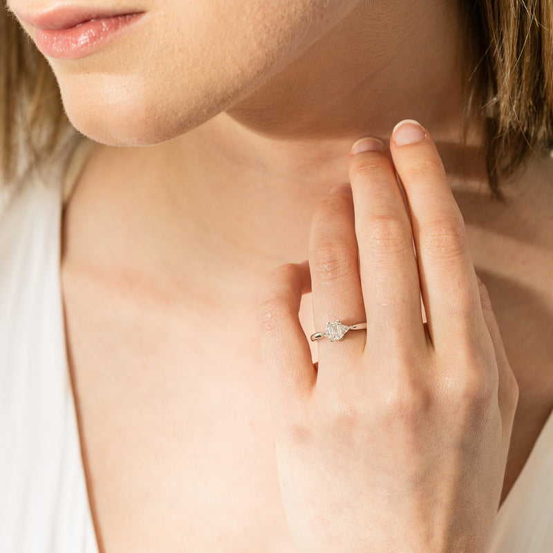 18ct White Gold .50ct Emerald Cut Diamond Ring-Ring-Walker & Hall