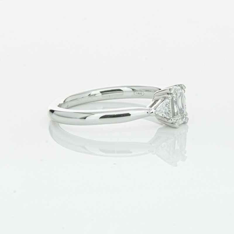 18ct White Gold .50ct Emerald Cut Diamond Ring-Ring-Walker & Hall