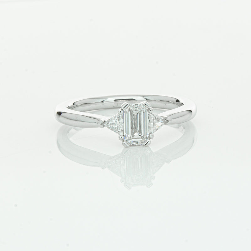 18ct White Gold .50ct Emerald Cut Diamond Ring-Ring-Walker & Hall