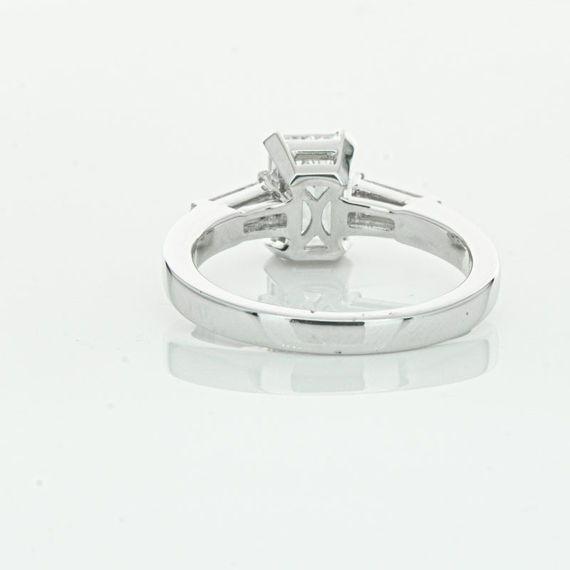18ct White Gold Emerald Cut Diamond Three Stone Ring-Ring-Walker & Hall