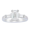18ct White Gold Emerald Cut Diamond Three Stone Ring-Ring-Walker & Hall