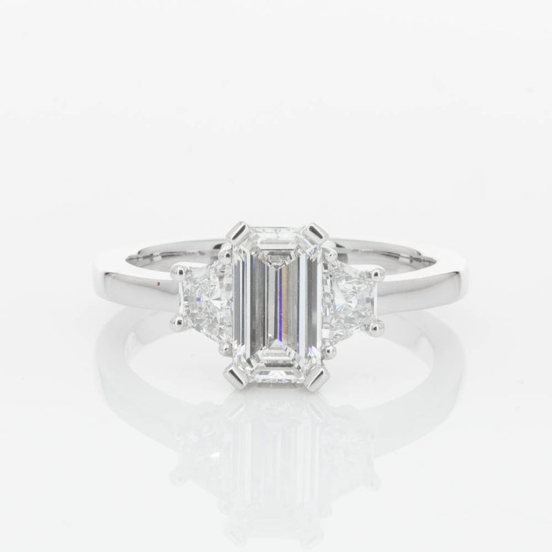 18ct White Gold Emerald Cut Diamond Odyssey Ring-Ring-Walker & Hall