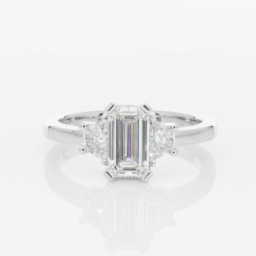 18ct White Gold Emerald Cut Diamond Odyssey Ring-Ring-Walker & Hall