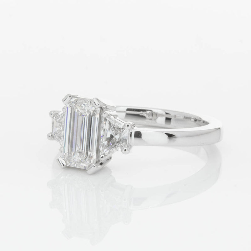 18ct White Gold Emerald Cut Diamond Odyssey Ring-Ring-Walker & Hall