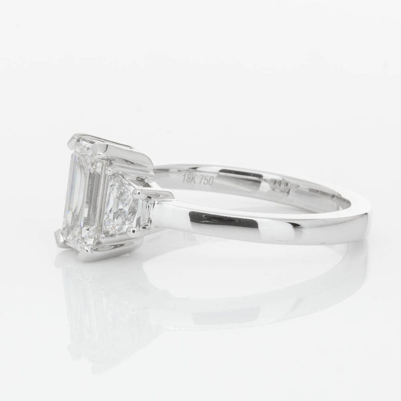 18ct White Gold Emerald Cut Diamond Odyssey Ring-Ring-Walker & Hall