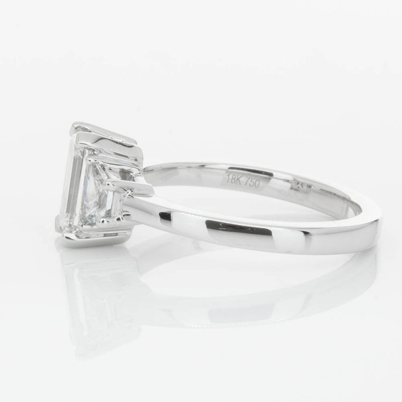 18ct White Gold Emerald Cut Diamond Odyssey Ring-Ring-Walker & Hall