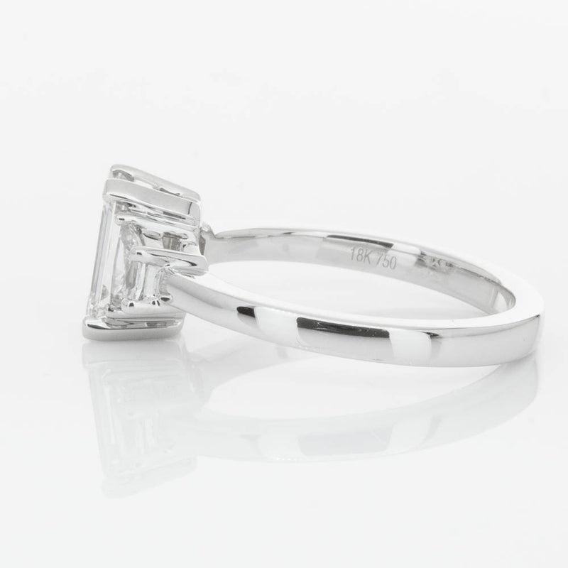 18ct White Gold Emerald Cut Diamond Odyssey Ring-Ring-Walker & Hall
