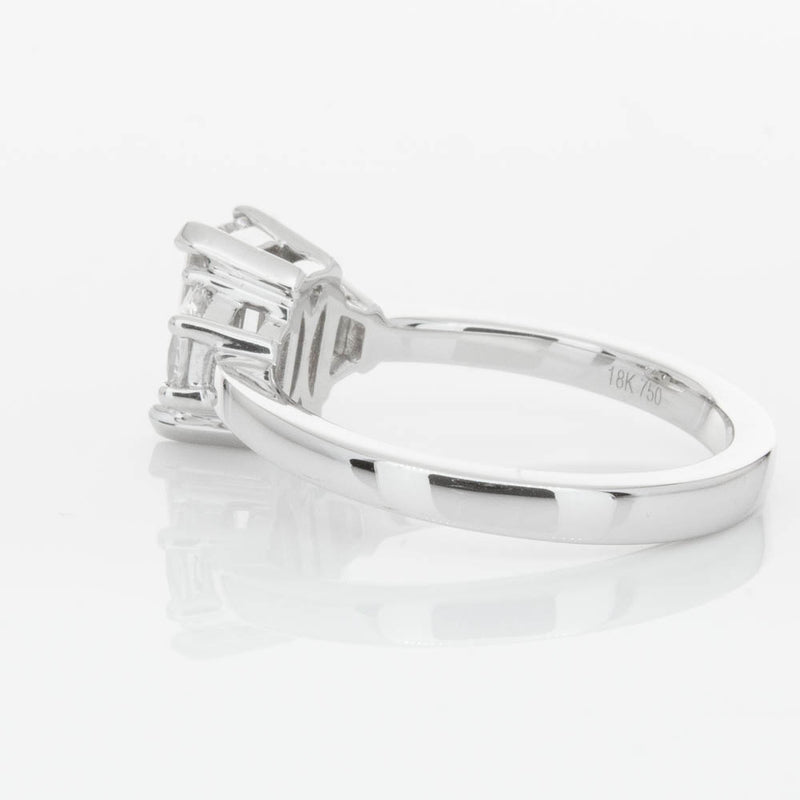 18ct White Gold Emerald Cut Diamond Odyssey Ring-Ring-Walker & Hall