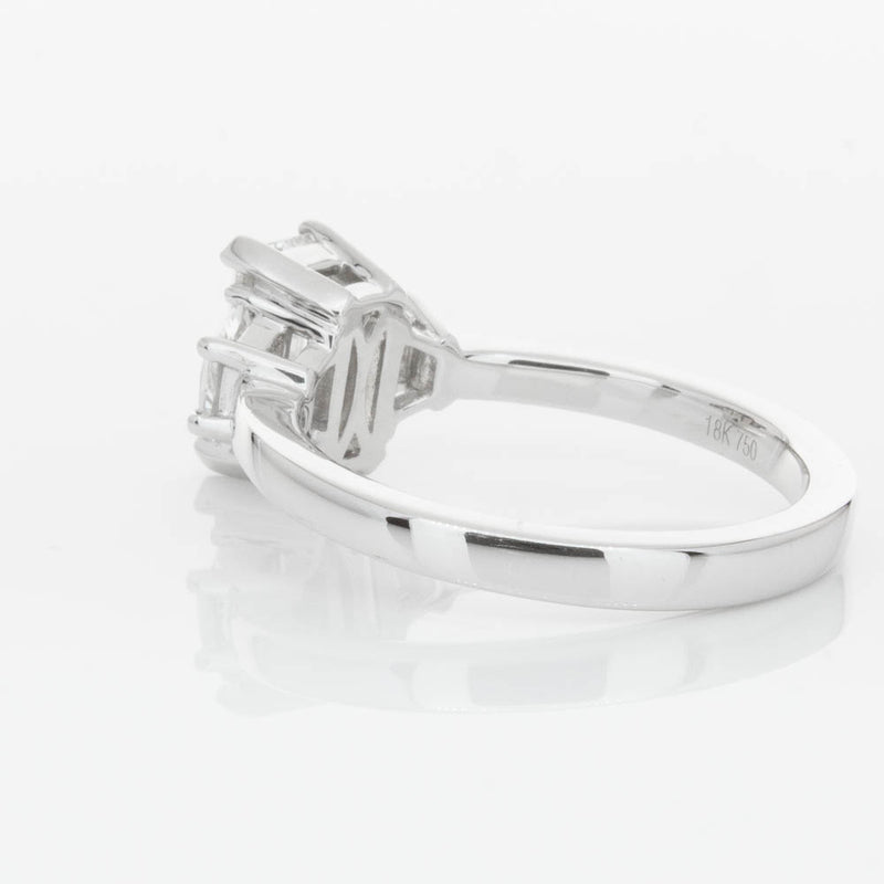 18ct White Gold Emerald Cut Diamond Odyssey Ring-Ring-Walker & Hall