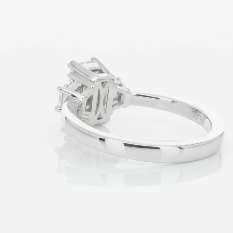 18ct White Gold Emerald Cut Diamond Odyssey Ring-Ring-Walker & Hall