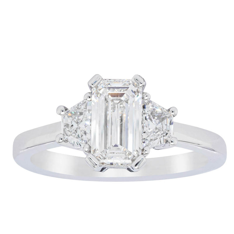 18ct White Gold Emerald Cut Diamond Odyssey Ring-Ring-Walker & Hall