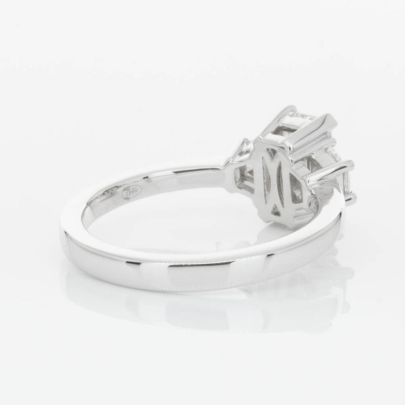 18ct White Gold Emerald Cut Diamond Odyssey Ring-Ring-Walker & Hall