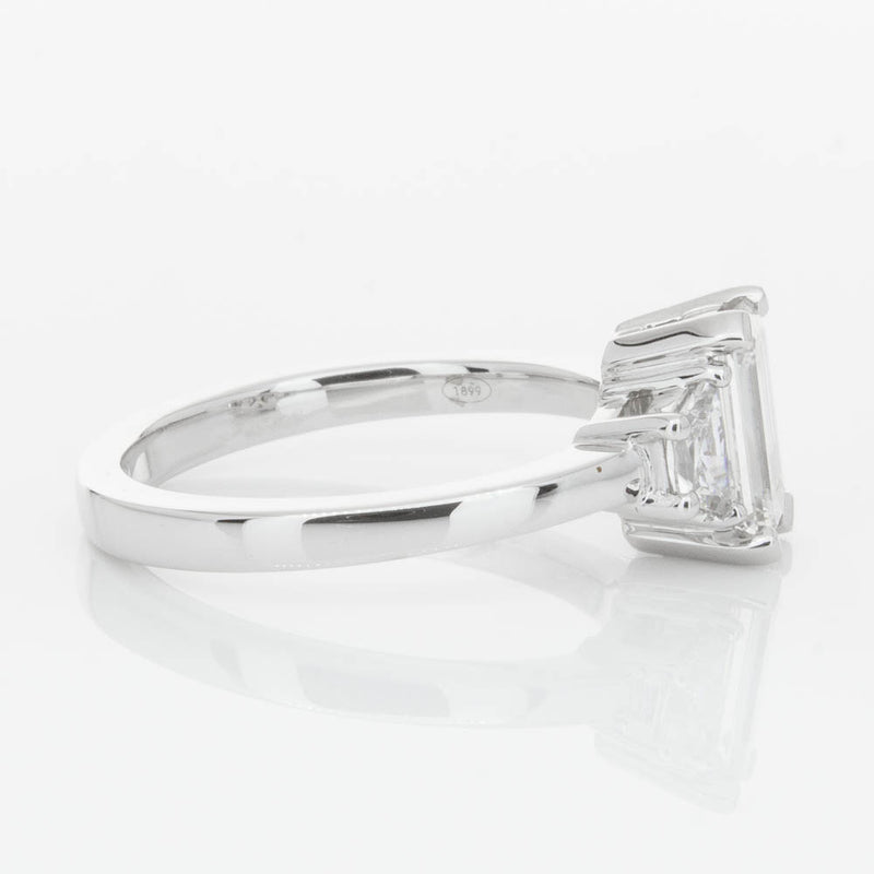 18ct White Gold Emerald Cut Diamond Odyssey Ring-Ring-Walker & Hall