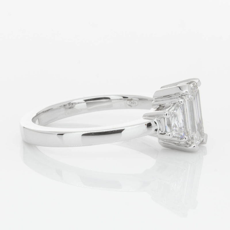 18ct White Gold Emerald Cut Diamond Odyssey Ring-Ring-Walker & Hall