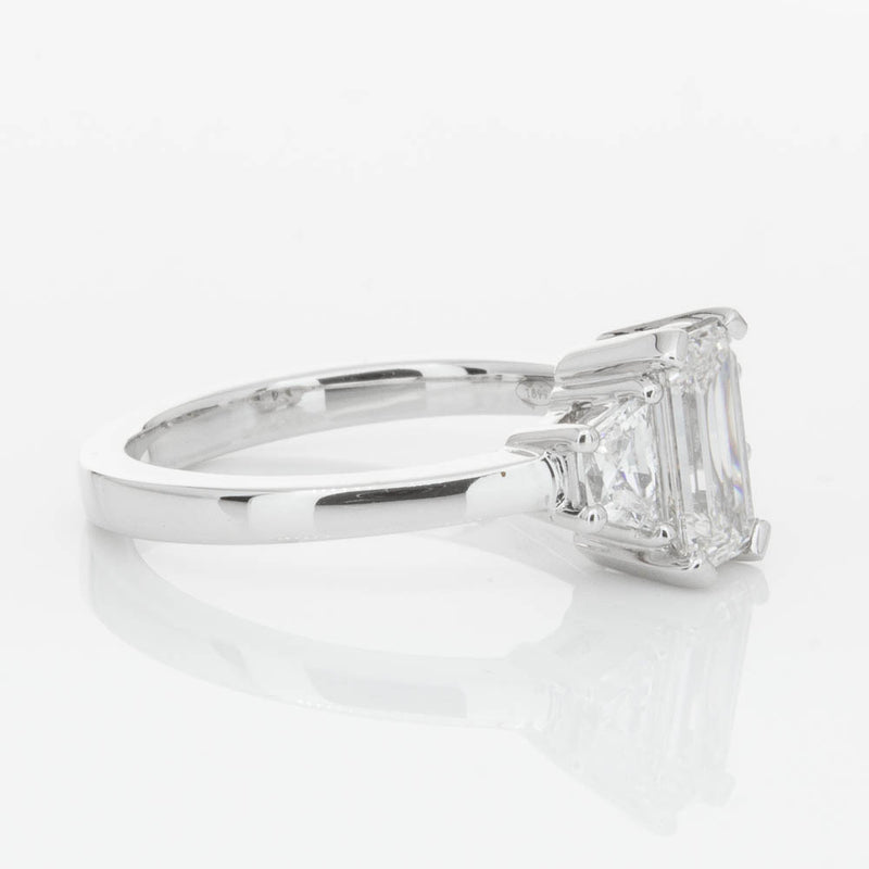 18ct White Gold Emerald Cut Diamond Odyssey Ring-Ring-Walker & Hall