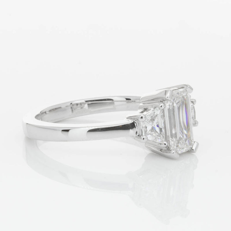 18ct White Gold Emerald Cut Diamond Odyssey Ring-Ring-Walker & Hall