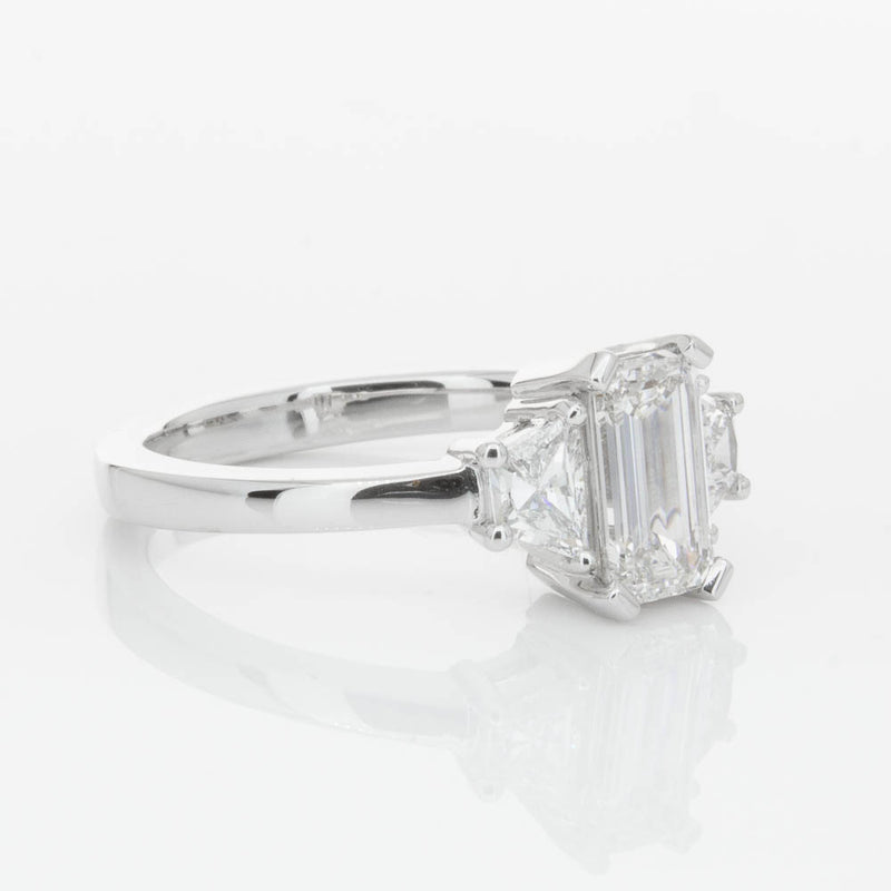 18ct White Gold Emerald Cut Diamond Odyssey Ring-Ring-Walker & Hall