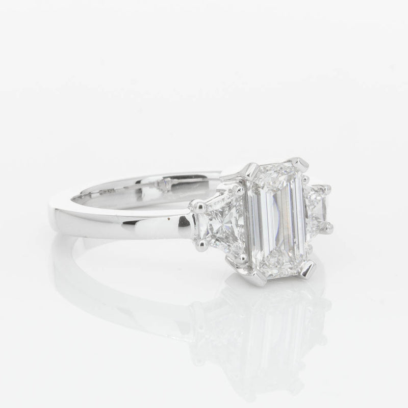 18ct White Gold Emerald Cut Diamond Odyssey Ring-Ring-Walker & Hall