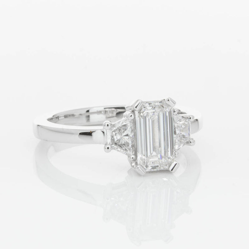 18ct White Gold Emerald Cut Diamond Odyssey Ring-Ring-Walker & Hall