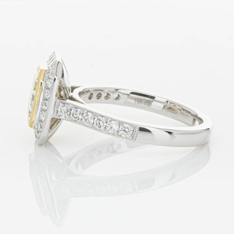 18ct White Gold Radiant Yellow Diamond Ring-Ring-Walker & Hall