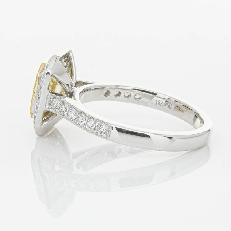 18ct White Gold Radiant Yellow Diamond Ring-Ring-Walker & Hall