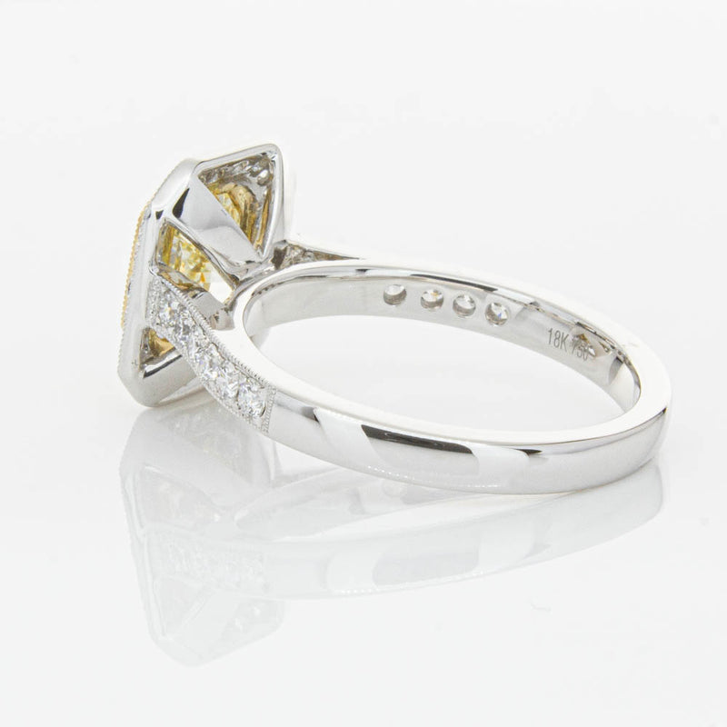 18ct White Gold Radiant Yellow Diamond Ring-Ring-Walker & Hall
