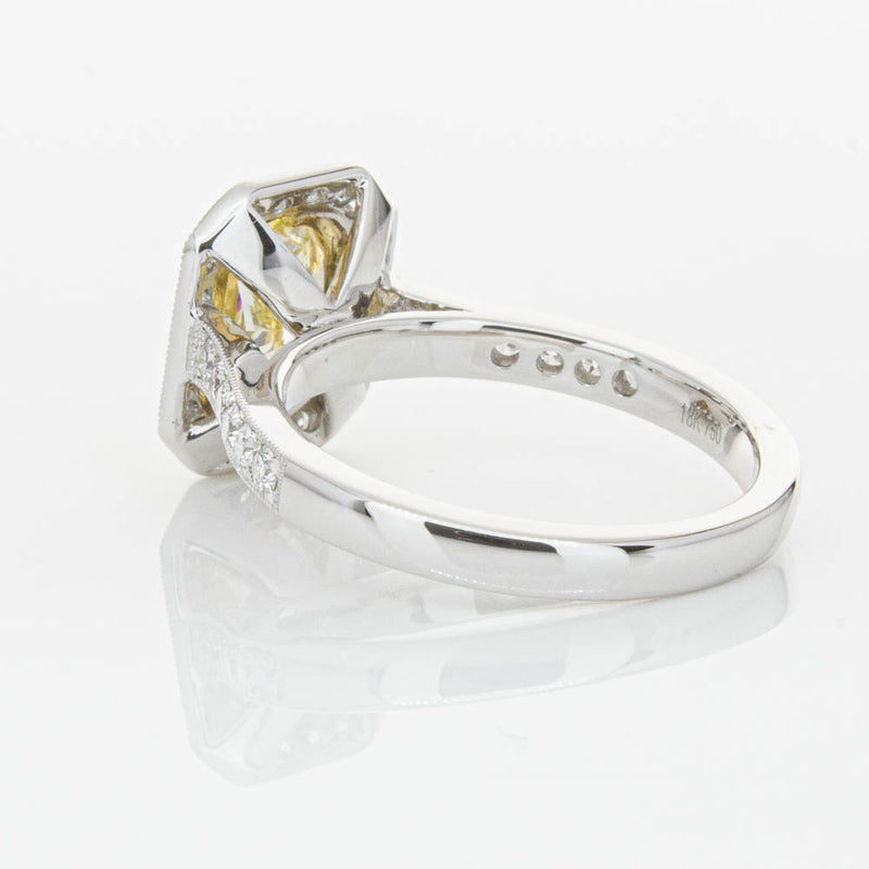 18ct White Gold Radiant Yellow Diamond Ring-Ring-Walker & Hall