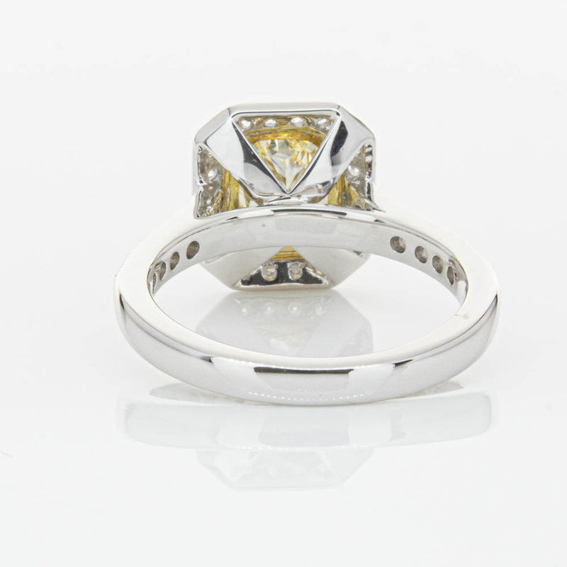 18ct White Gold Radiant Yellow Diamond Ring-Ring-Walker & Hall