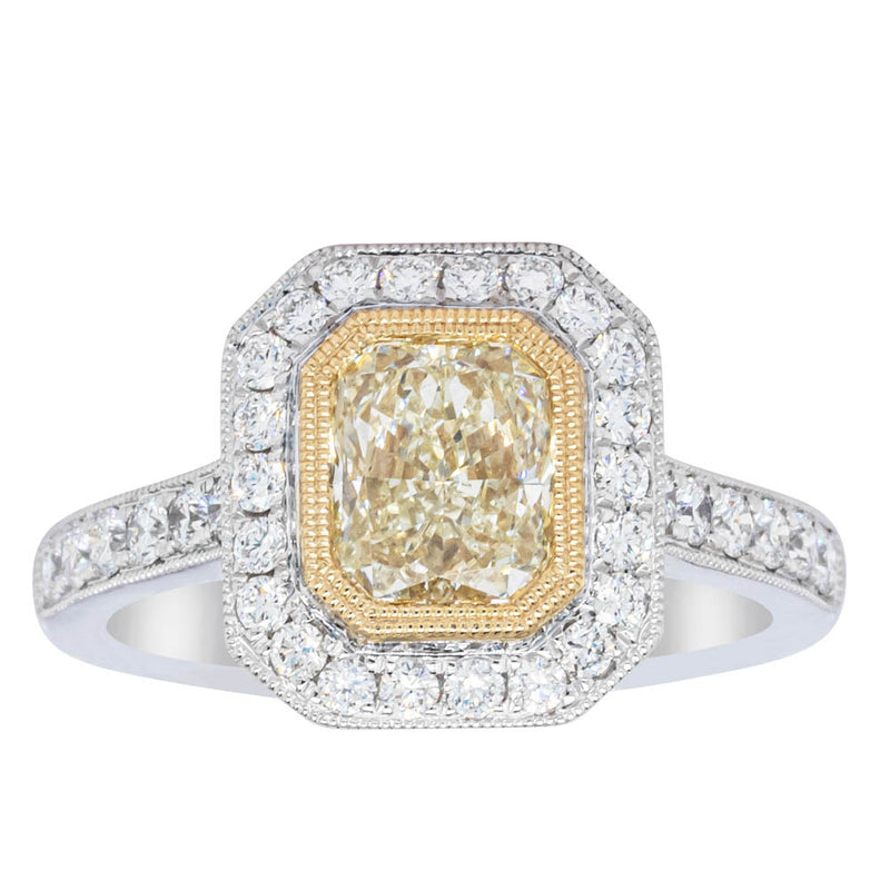 18ct White Gold Radiant Yellow Diamond Ring-Ring-Walker & Hall