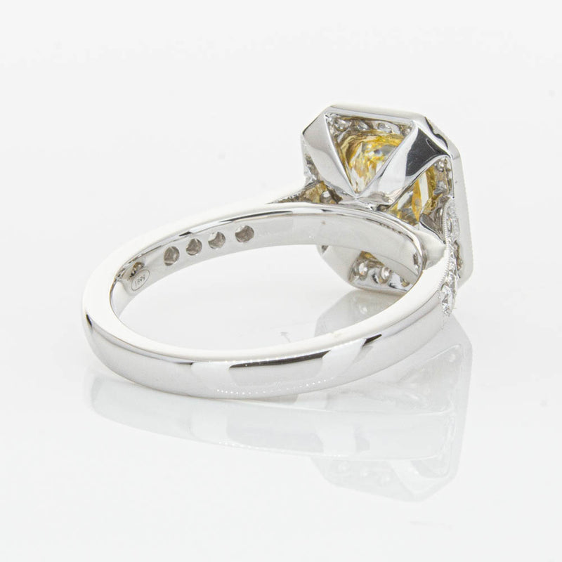 18ct White Gold Radiant Yellow Diamond Ring-Ring-Walker & Hall