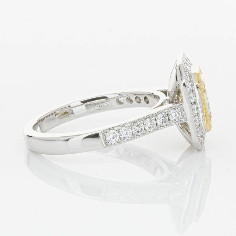 18ct White Gold Radiant Yellow Diamond Ring-Ring-Walker & Hall