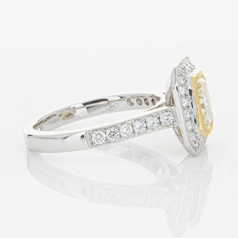 18ct White Gold Radiant Yellow Diamond Ring-Ring-Walker & Hall