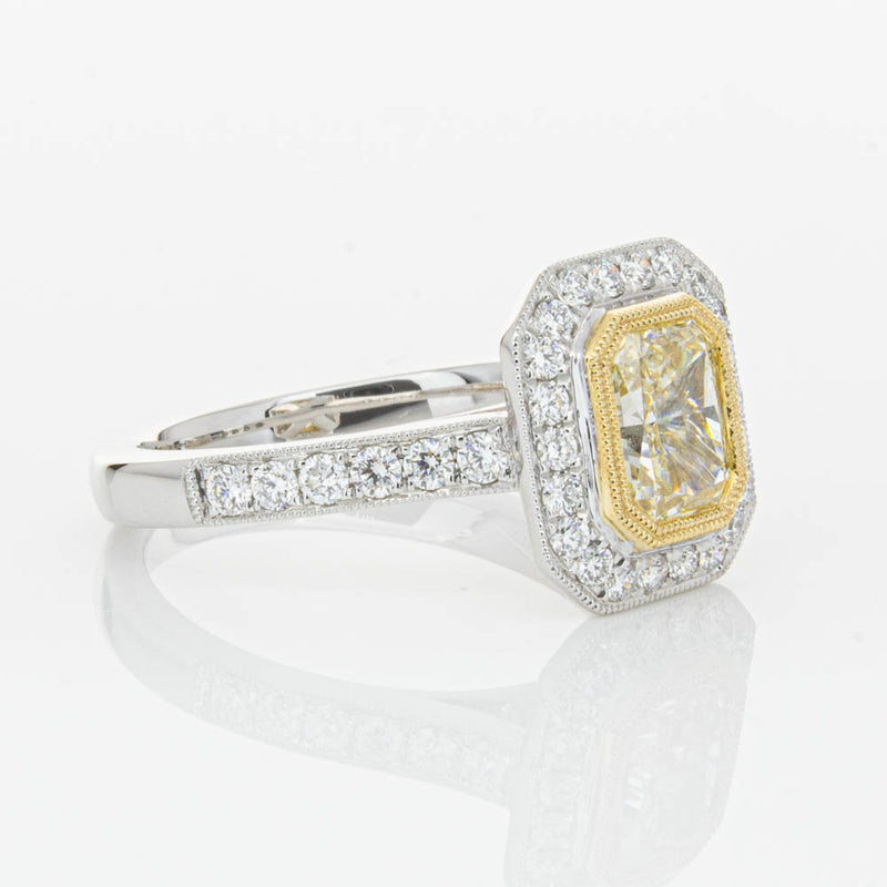 18ct White Gold Radiant Yellow Diamond Ring-Ring-Walker & Hall