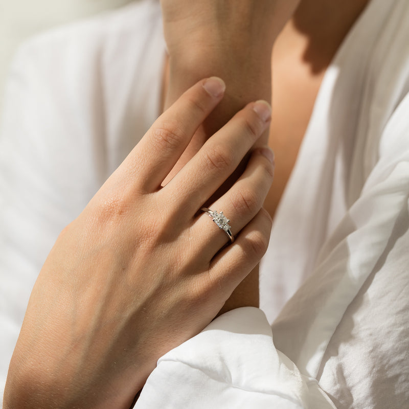 18ct White Gold .80ct Princess Cut Diamond Olympus Ring-Ring-Walker & Hall