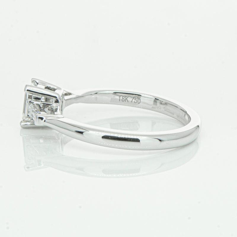 18ct White Gold Emerald Cut Diamond Ring-Ring-Walker & Hall