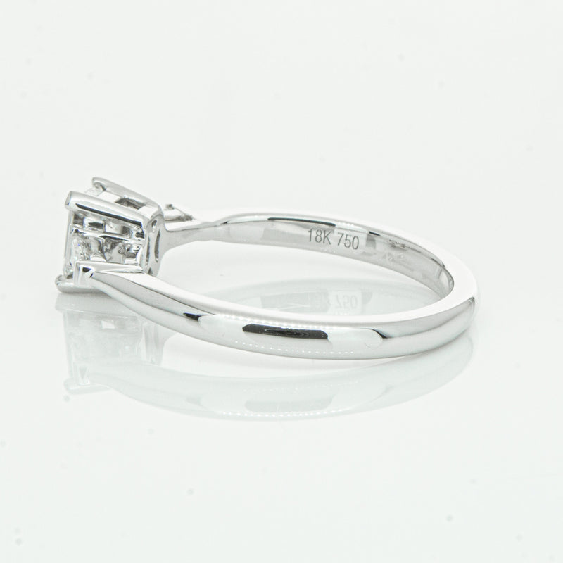 18ct White Gold Emerald Cut Diamond Ring-Ring-Walker & Hall