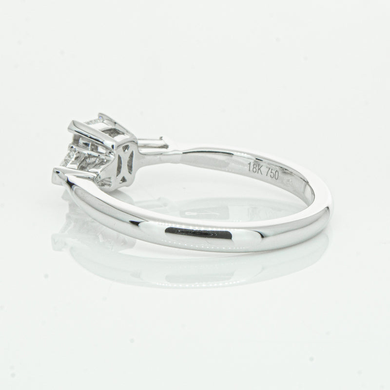 18ct White Gold Emerald Cut Diamond Ring-Ring-Walker & Hall