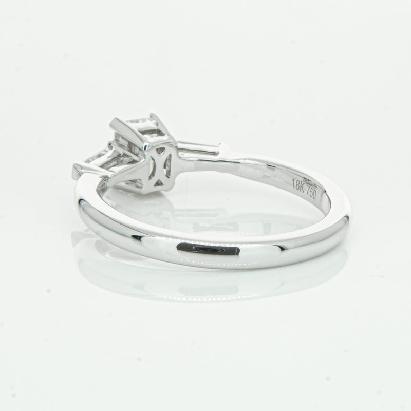 18ct White Gold Emerald Cut Diamond Ring-Ring-Walker & Hall