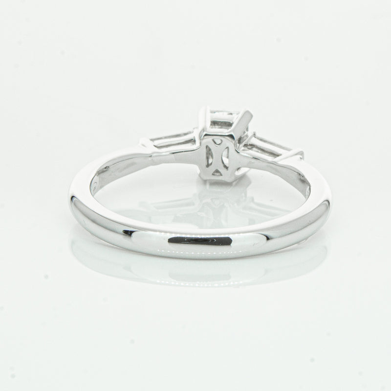 18ct White Gold Emerald Cut Diamond Ring-Ring-Walker & Hall