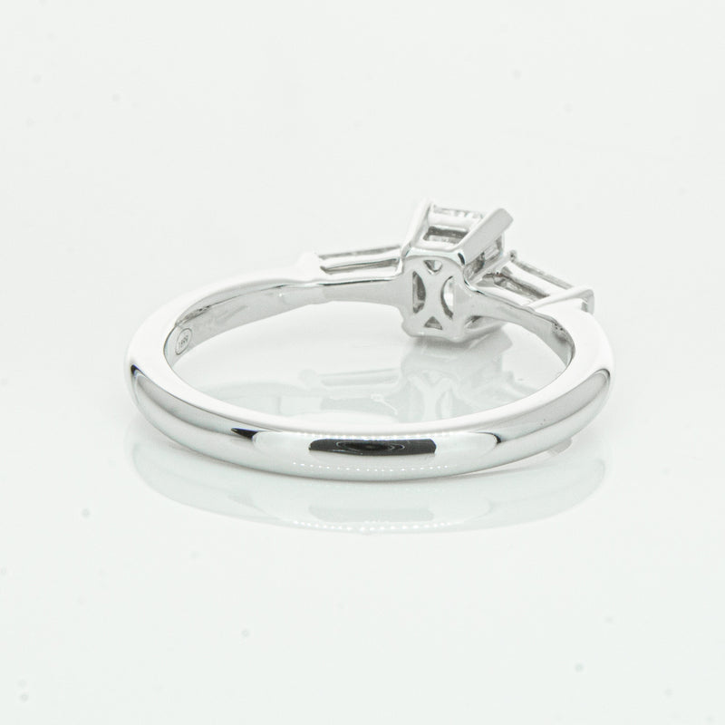 18ct White Gold Emerald Cut Diamond Ring-Ring-Walker & Hall