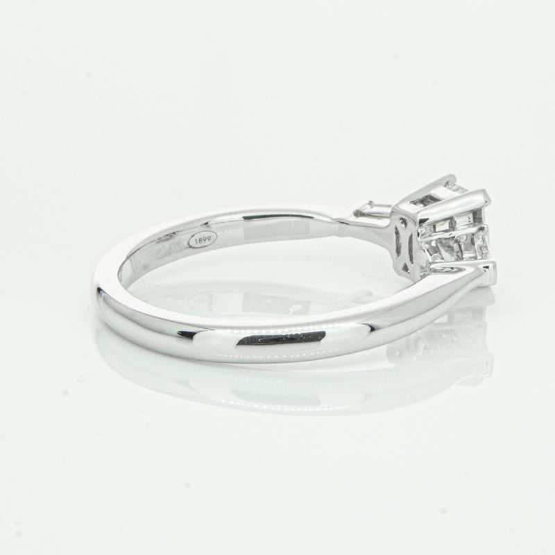 18ct White Gold Emerald Cut Diamond Ring-Ring-Walker & Hall